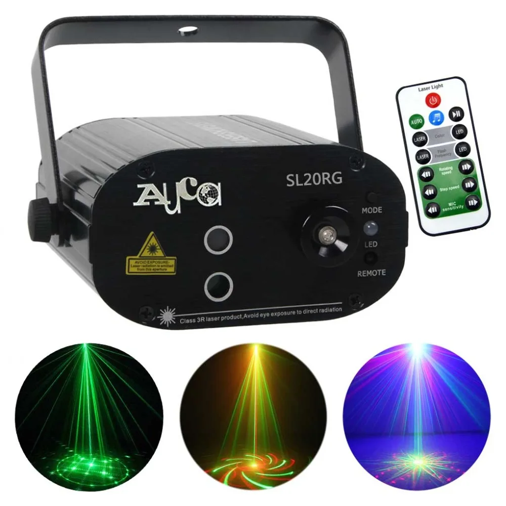 Mini Remote 24 Patterns RG Red Green Laser Projector 3W Blue LED Lights DJ Home Party Wedding Show Stage Lighting Effect SL24RG | Лампы и