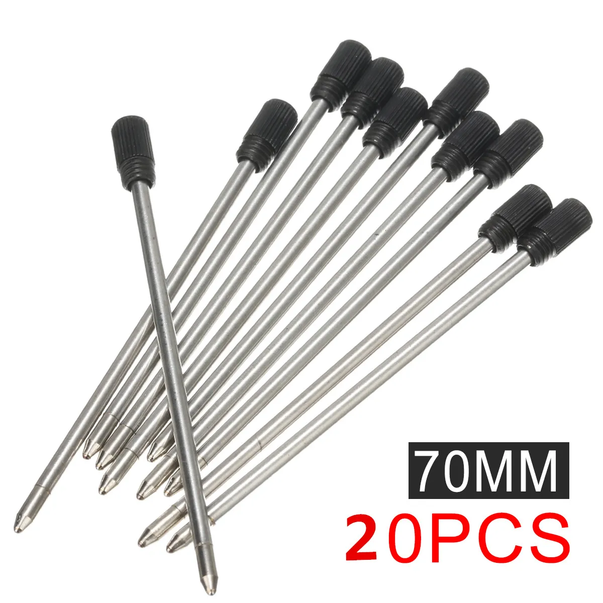 20 pcs/lot Metal Pen Refill for Crystal Diamond Ballpoint Pen Student Pens Rod Cartridge Core Black Ink Color 7cm Length