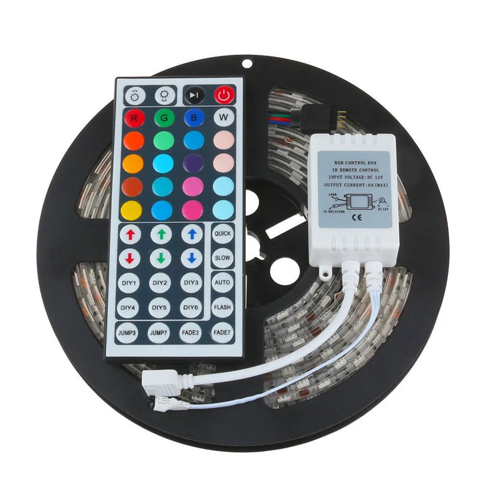 5 м 5050 RGB SMD Светодиодная водонепроницаемая гибкая полоса 300 светодиодов + 44 ключа