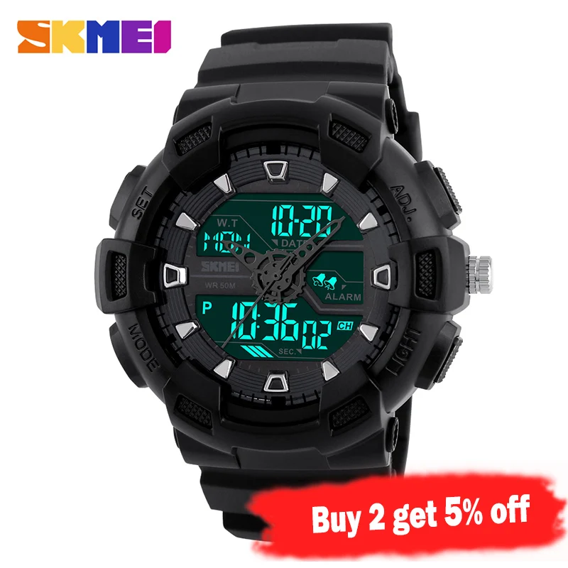 Cena SKMEI męskie zegarki Outdoor Quartz sportowe zegarki na rękę moda Casual wielofunkcyjne 50M wodoodporny zegarek chłopiec Relogio Masculino