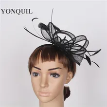 Ladies Feather Fascinators Sinamay Hats Vintage Women Hair Accessories with Headband for Wedding Party Races 21