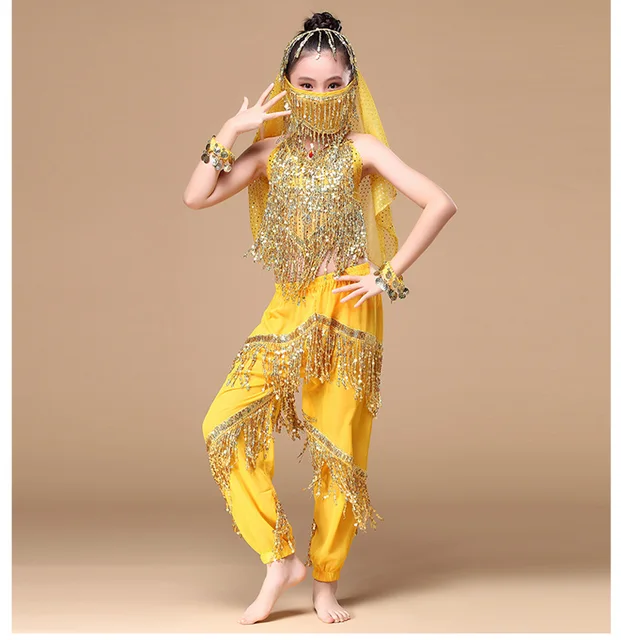 Aliexpress.com : Buy Sari Children Indian Dance 4 piece Costume Set ...