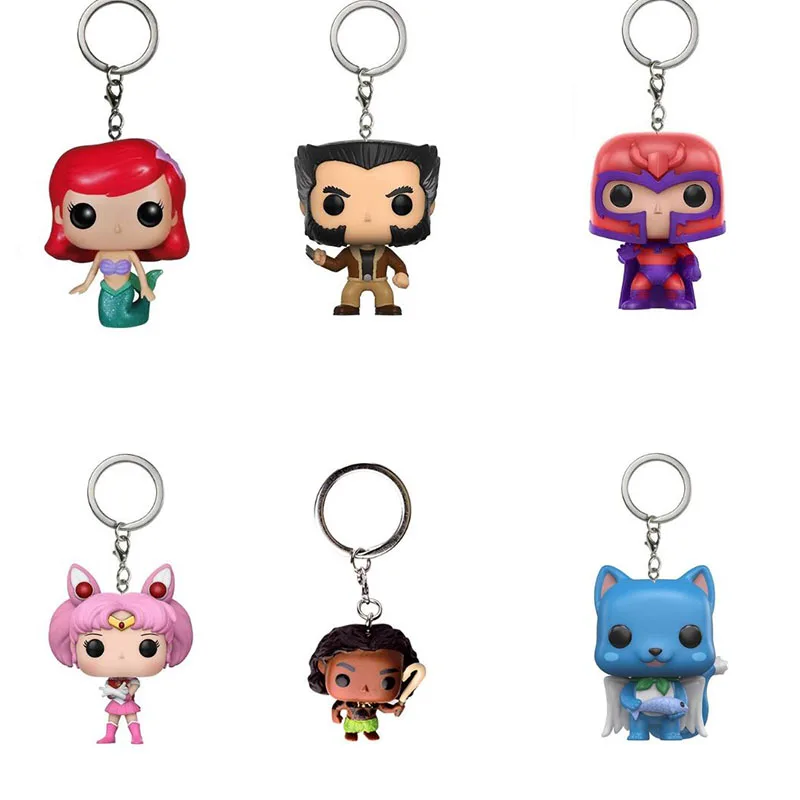 

Mini Sailor Chibi Moon Figure Keychain Toys Wolverine Maui Marvel Avengers Magneto Fairy Tail Happy Figure Keychain Sailor Toys
