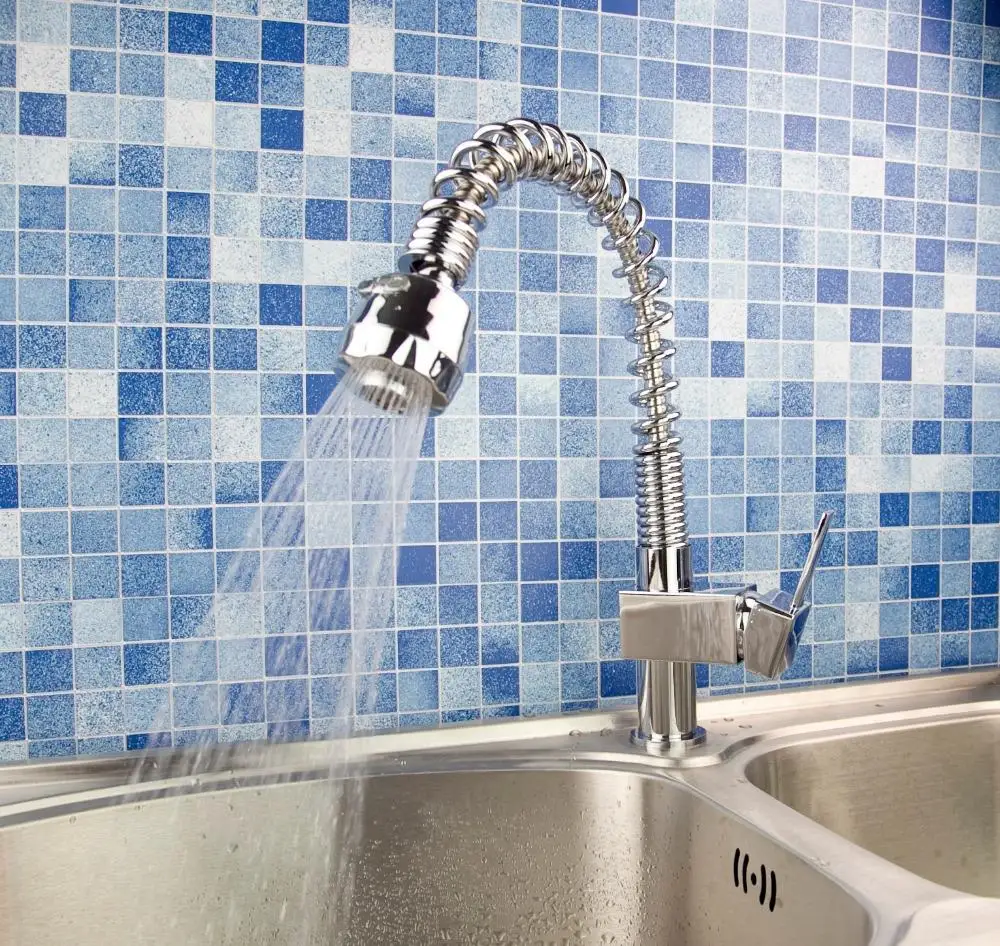 OUBONI Pull Out Spray Faucet Chrome Swivel Kitchen Faucet Sink Brass Mixer Tap grifo Spray Kitchen