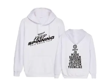 

Got7 world tour concert keep spinning all member names printing hoodies kpop unisex fleece/thin pullover sweatshirt