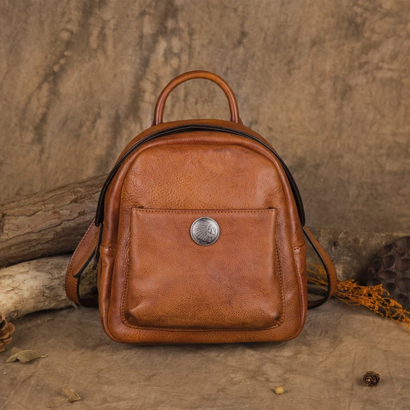 Neue use Leder rucksäcke Schulter Frauen Rucksäcke Tasche Casual Weibliche 1 Dual Gemüse Gegerbtem 3 Echtem 2 Wilden Rindsleder Echte r6wZxEqrpA