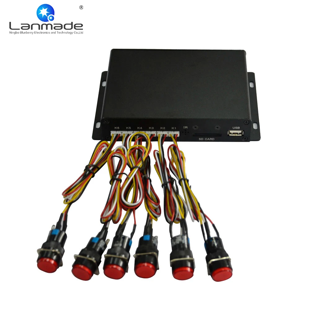 

Red led plastic button exhibition digital signage box media player with hd-mi optical coaxial