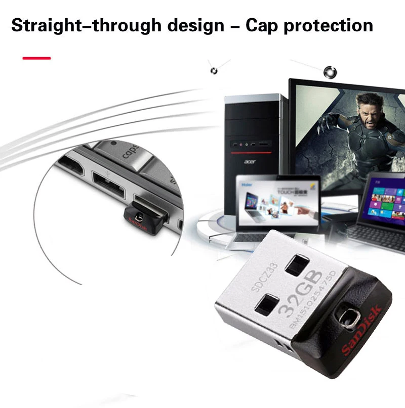 SanDisk USB 2,0 Мини-флеш-накопители 64 ГБ 32 ГБ 16 ГБ флеш-накопитель U диск USB ключ Флешка для ПК