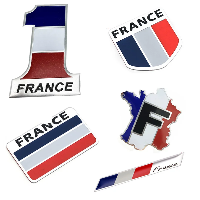 2pc 3D France French Flag Car Door Trunk Aluminum Emblems Badges Stickers Decals