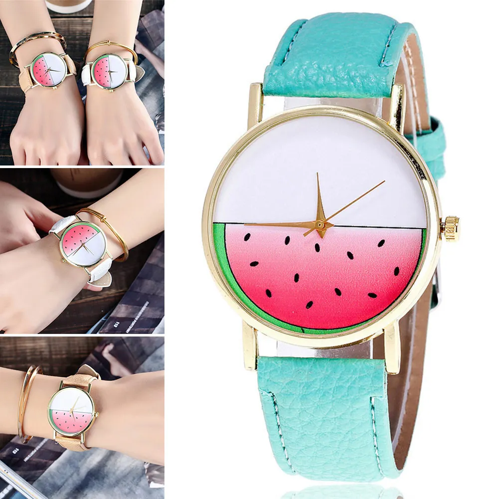 

Student Women Men Wrist Quartz Watch Watermelon Vintage PU Leather Fashion Gift LL@17