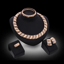 Женское свадебное ожерелье, африканские бусы, вечерние ювелирные изделия, золотой цвет, австрийский кристалл, браслет, серьги, кольцо