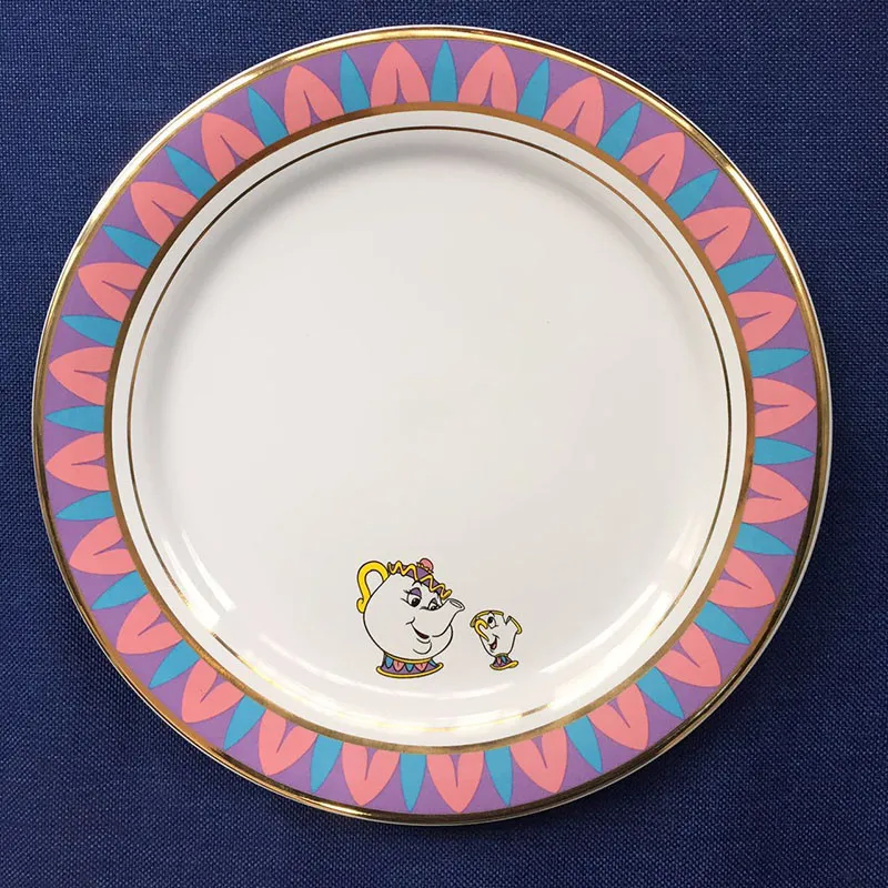 8 дюймов новая керамическая тарелка мультфильм Mrs Potts чип чашка красота и чудовище чайный сервиз чай или торт блюдо принцесса столовая тарелка подарок