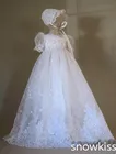 Best Price as low as $107.00 Handmade Brilliant Beaded Lace Baby Girl White/Ivory First Communion Dresses Christening Gown Baptism Dress With Bonnet