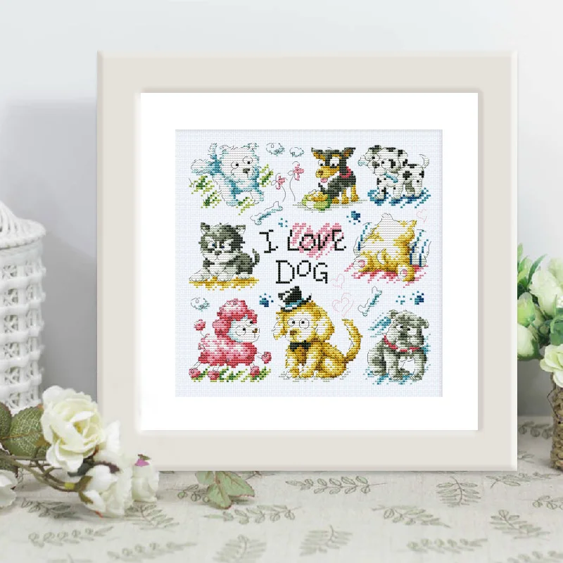 cs-2728 Cross Stitch Kit I Love Dog Puppy Pet SO