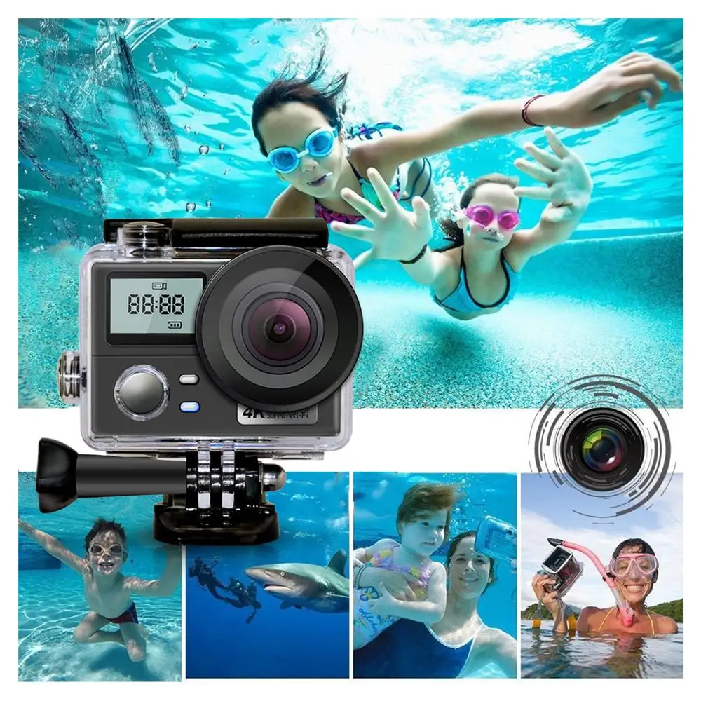 ЖК-дисплей с двойным экраном 4K Экшн-камера 16MP 1080P Wifi Пульт дистанционного управления 30 м Водонепроницаемая наружная Экстремальная Спортивн... ЖК-дисплей с двойным экраном 4K Экшн-камера 16MP 1080P Wifi Пульт дистанционного управления 30 м Водонепроницаемая наружная Экстремальная Спортивн...