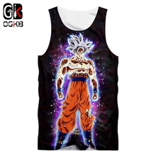OGKB человек хип хоп Streetwears без рукавов футболки Новое поступление для мужчин Забавный принт Супер Саян Гоку 3D майка Аниме Singlets человек