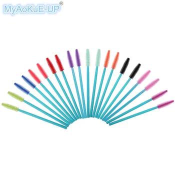 

New Arrived 200pcs Blue Handle Silicone Mascara Wands Applicator For Eyelash Extension Disposable Lash Brushes Makeup Brush Set