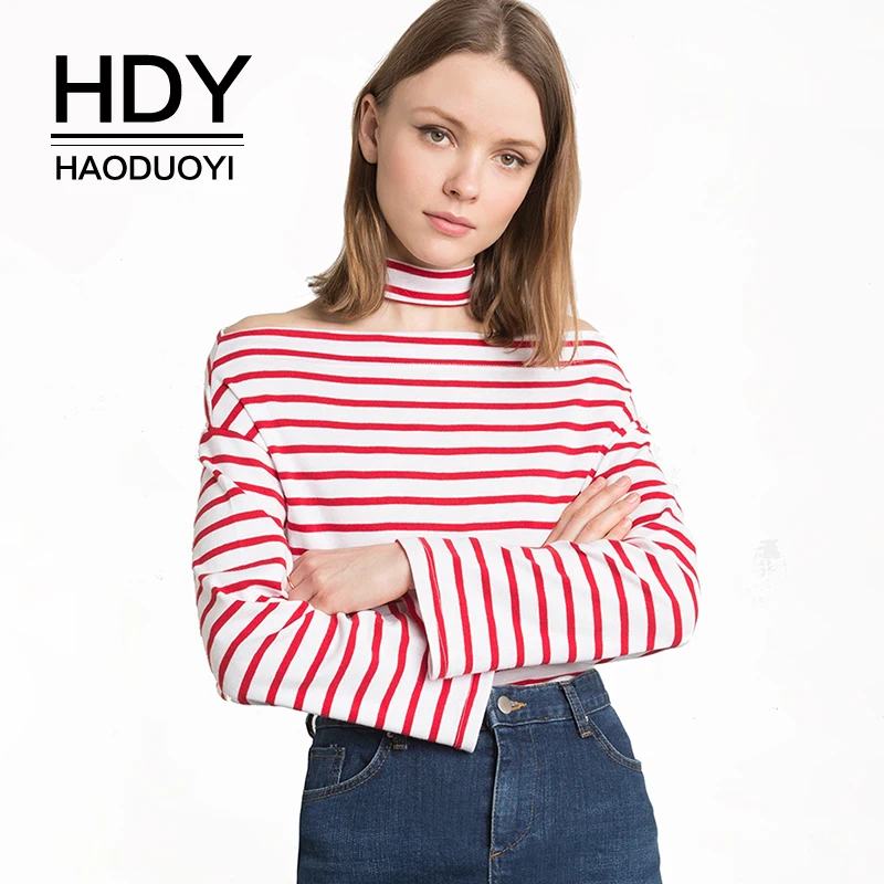 Красная футболка HDY Haoduoyi летняя женская с длинным рукавом 2020|Футболки| |