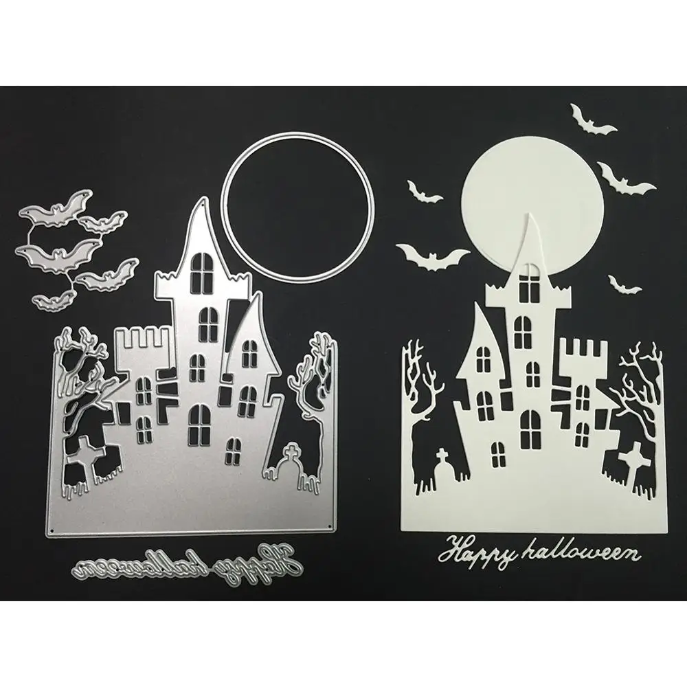 

18*94/68*68/119*145 Happy Halloween Scrapbook Greeting Card Decor Lace Metal Cutting Dies Stencil Frame Embossing Template DIY