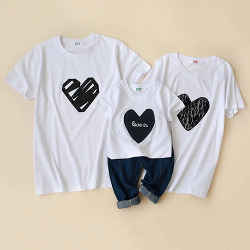 

2019 Summer Family Matching Outfits Fashion Love Printing T-shirt Outfits Mother And Daughter Father Son Baby Boy Girl Clothes