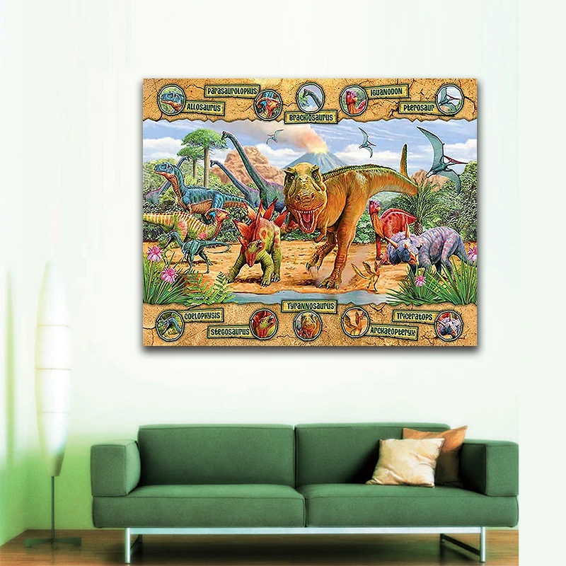 

DIY colorings pictures by numbers with colors Cretaceous Dinosaur World picture drawing painting by numbers framed Home