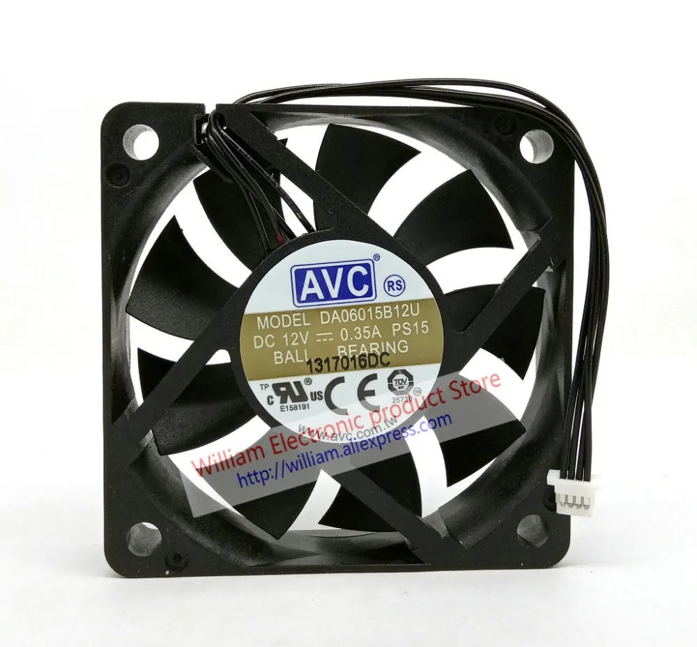 Новый Оригинальный AVC DA06015B12U DC12V 0.35A 60x60x15 мм 4 линии компьютер PWM вентилятор