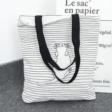 Модные женские туфли в полоску сумки на плечо милый кот простая ткань сумки простой повседневное курьером высокое качество