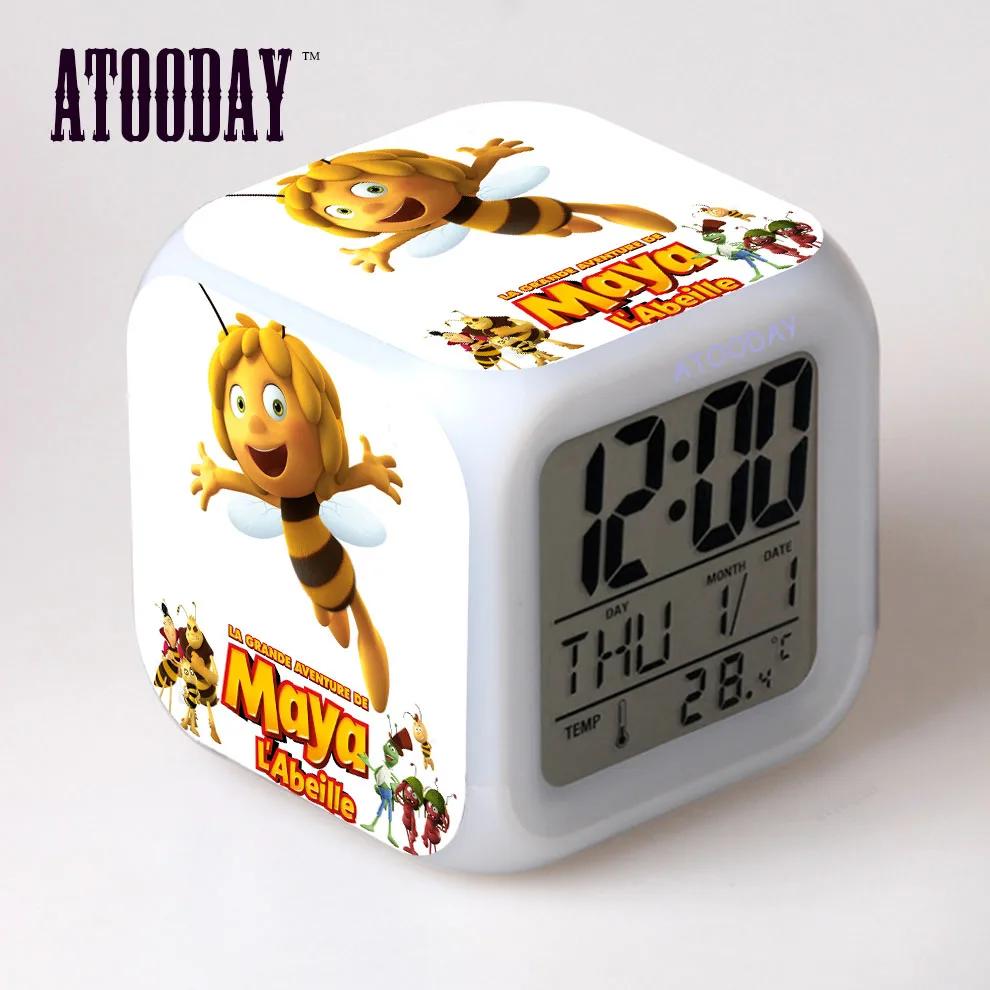 Maya the дверцы для пчелиных улей часы светодиодные 7 цветов Изменение Orologio электронные часы Klok настольные Пластиковые Цифровые винтажные - Цвет: alarm clock