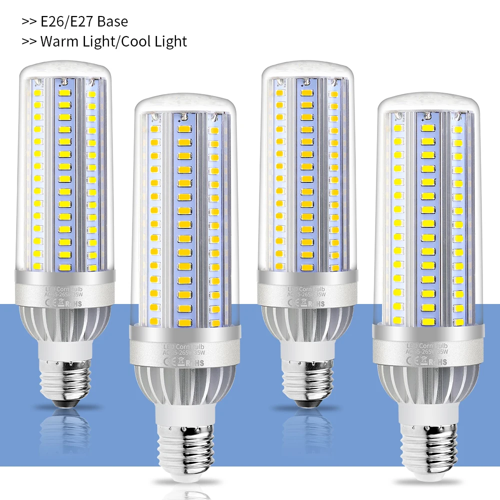 

220V LED Lamp E27 LED Corn Bulb E26 Spotlight Lamp 25W 35W 50W High Power Lampada Led 5730 SMD Bombillas Fan Cooling AC 85-265V