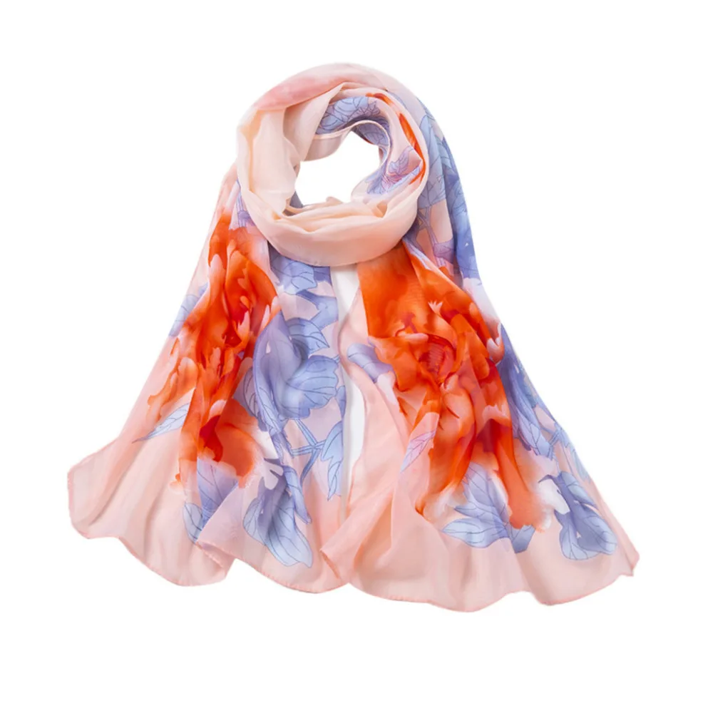 Женский шарф весна и лето, Модный женский длинный мягкий шарф с принтом пиона, Дамская шаль, шарфы L308