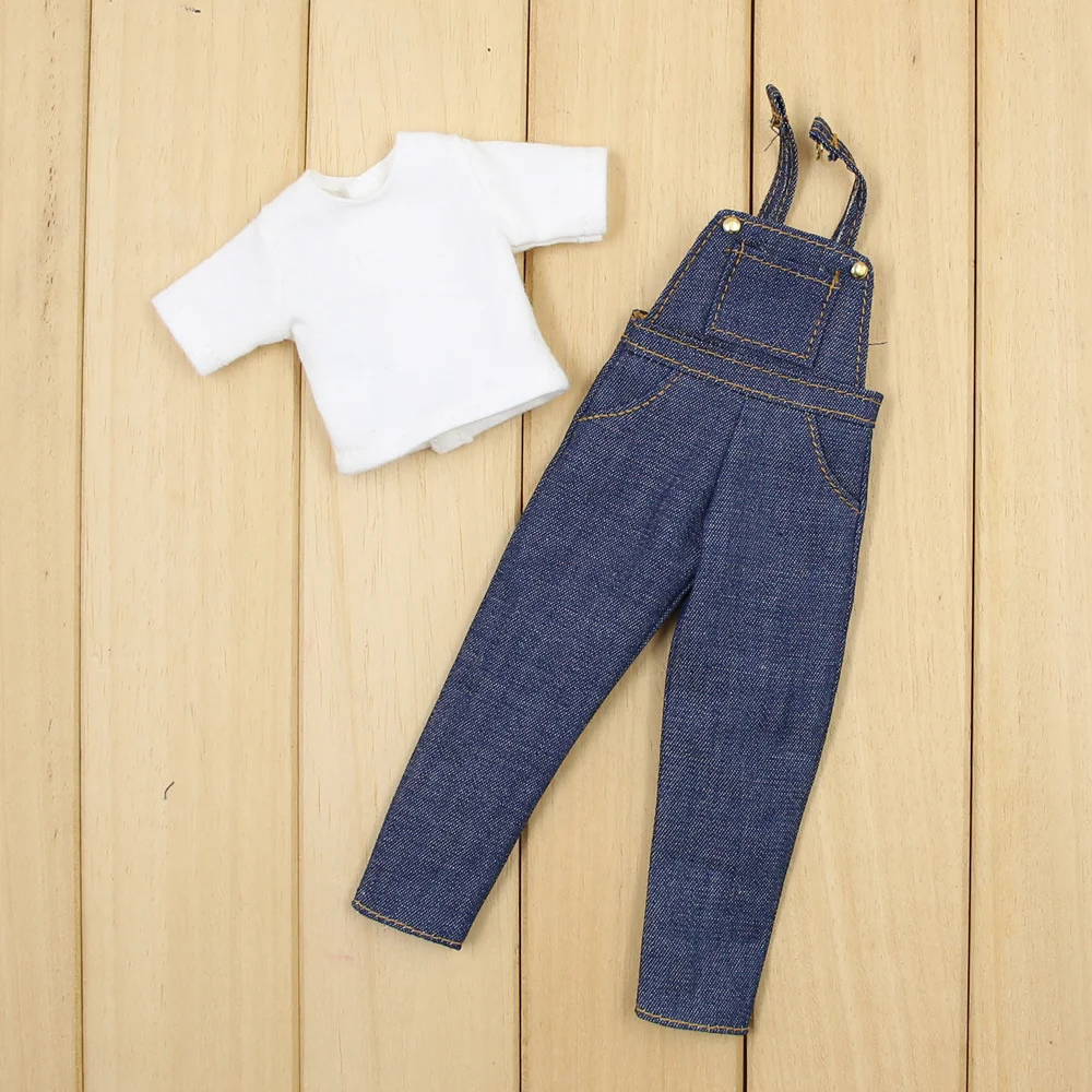 Neo Blythe Doll White Shirt With Blue Overall 1