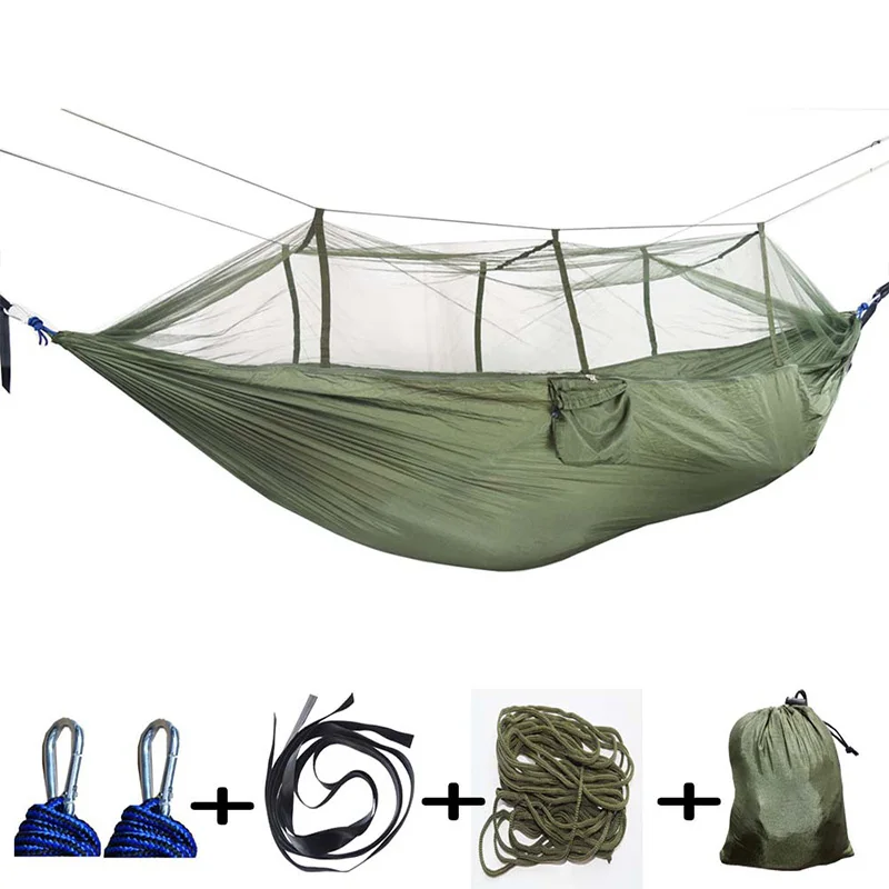 

260*140 cm Outdoor Camping Mosquito Net Hammock Portable Parachute Swing Indoor Widen Double Person Hanging Sleeping Bed BS