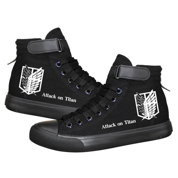 

2018 Attack on Titan cosplay Canvas boots Shingeki no Kyojin Daily Boots Mens High-top Vulcanized Print Anti-slip Shoes A51408