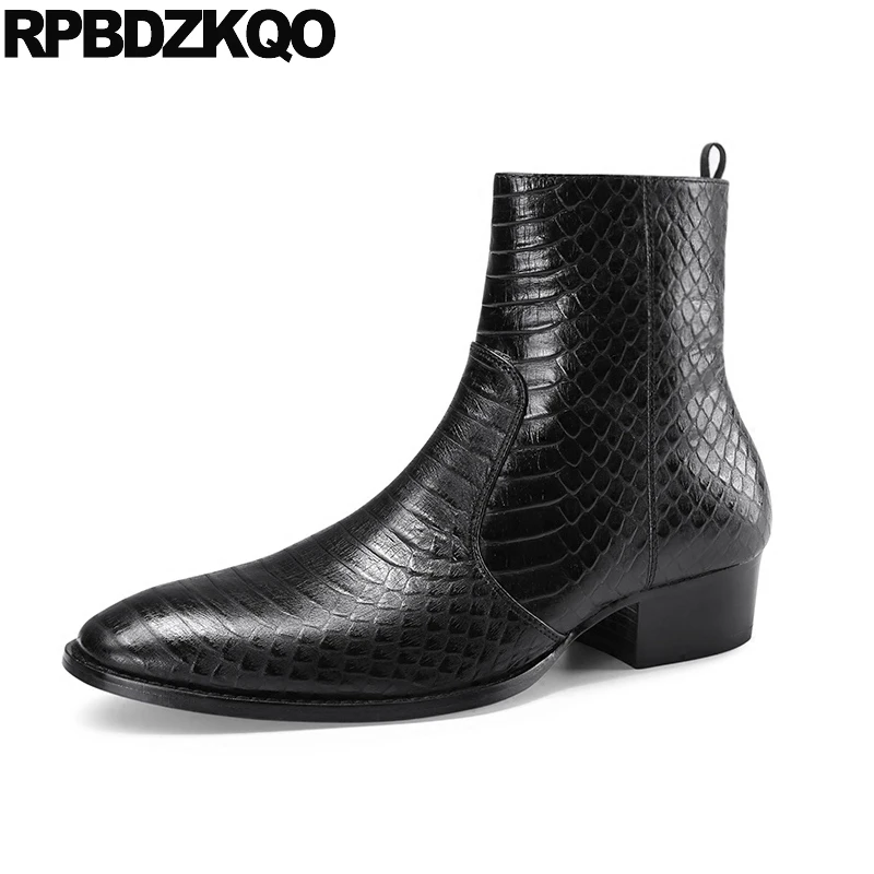 Мужские модельные туфли с острым носком Вечерние сапоги до щиколотки черного