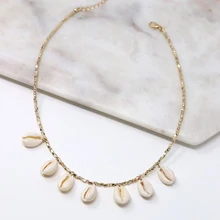 Природные оболочки болтался ожерелья из ракушек золото Цвет покрытием, Металлические Бусины Ожерелья Короткие украшения ручной работы колье для Для женщин