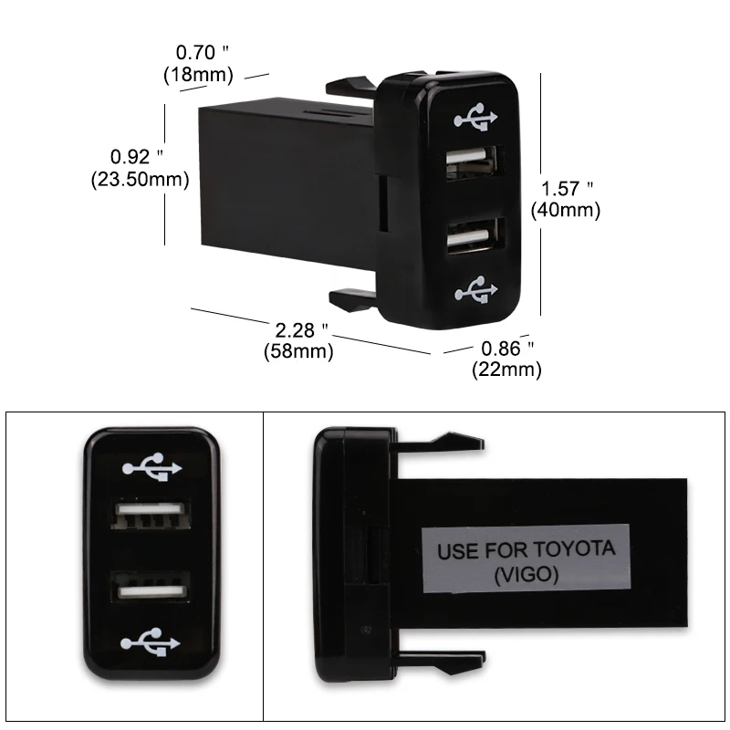 Двойной USB зарядное устройство для Toyota VIGO адаптер разъем интерфейс автомобиля 2