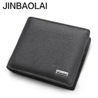 Jinbaolai Men's Genuine Leather Wallet With Coin Pocket Short Designer Purse For Man Card Holder Interior Zipper Pocket 1