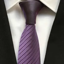 Дизайнер Мужская Мода Тонкий галстук однотонной контрастной узел с фиолетовым Диагональной полосы Gravata