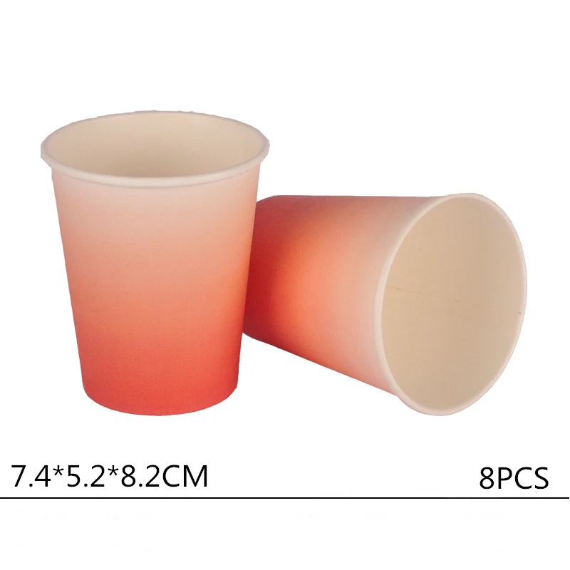 8 шт одноразовая посуда набор Одноразовая бумажная тарелка кружка с ремнем Розовый Синий Красный для Декор на свадьбу День рождения вечерние принадлежности