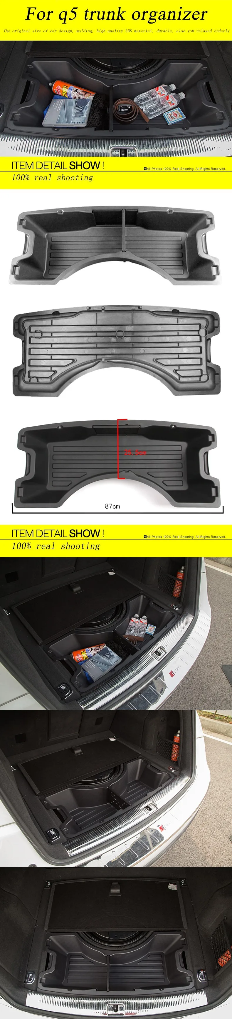 Автомобильный органайзер для Audi Q5 2009- ABS багажник коробка для хранения Контейнер держатель лоток аксессуары для автомобиля Стайлинг