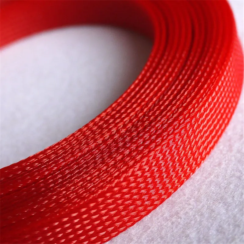 

1 Meters High quality Red 14mm Braided PET Expandable Sleeving High Density Sheathing Plaited Cable Sleeves DIY