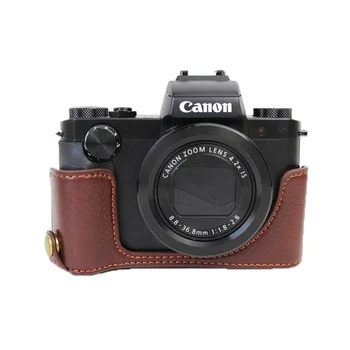 

New Genuine Leather Camera Case Half Body For Canon G5X G5-X Open Battery