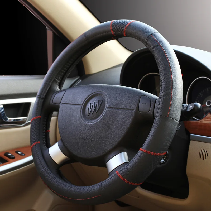 

embroidery leather steering wheel cover new auto accessories four seasons general  GFJD car Steering Wheels cover