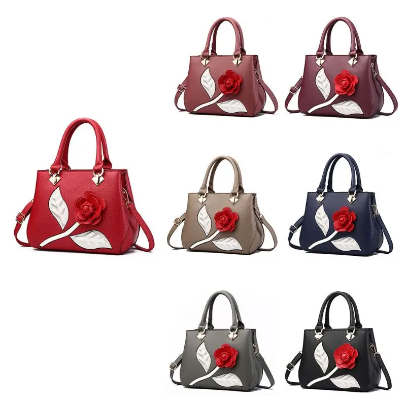 

Women Lady PU Leather Rose Flower Shoulder Bag Handbag Satchel Tote Purse Messenger Hobo Satchel Crossbody