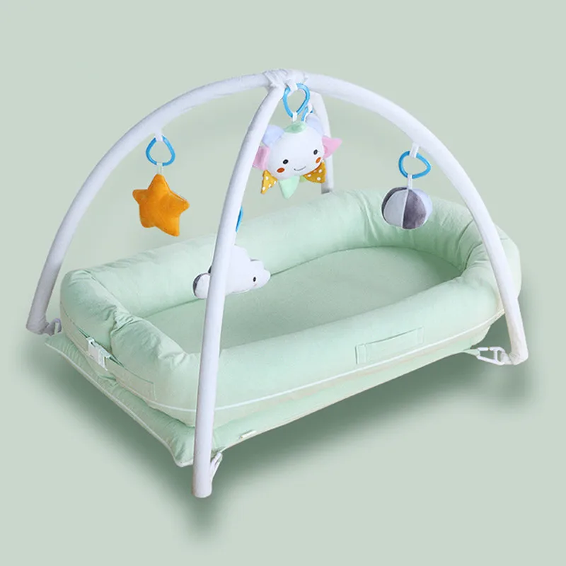 Переносная съемная и моющаяся кровать-гнездо для детской кроватки, дорожная кровать для детей, Детский хлопковый костюм для ухода за ребенком для детей 0-3 лет - Цвет: Зеленый