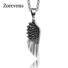 ZORCVENS erkekler gerdanlık kolye paslanmaz çelik Vintage gotik tüy melek kanat kolye kolye Retro Punk takı asla Fade