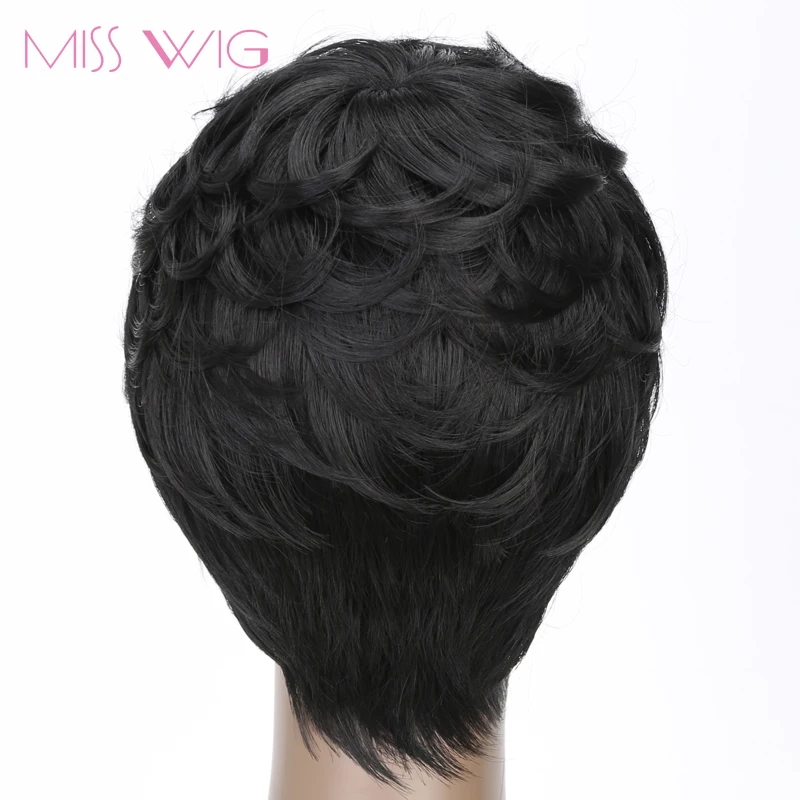 Miss wig короткий черный Pixie Cut кудрявый парик для черных женщин АФРО Синтетические парики высокой температуры