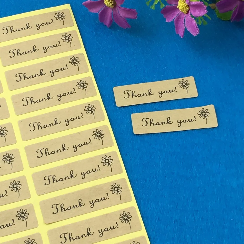 100 шт./лот крафт наклейки этикетки спасибо Крафт Клейкие этикетки|label thank you|sticker