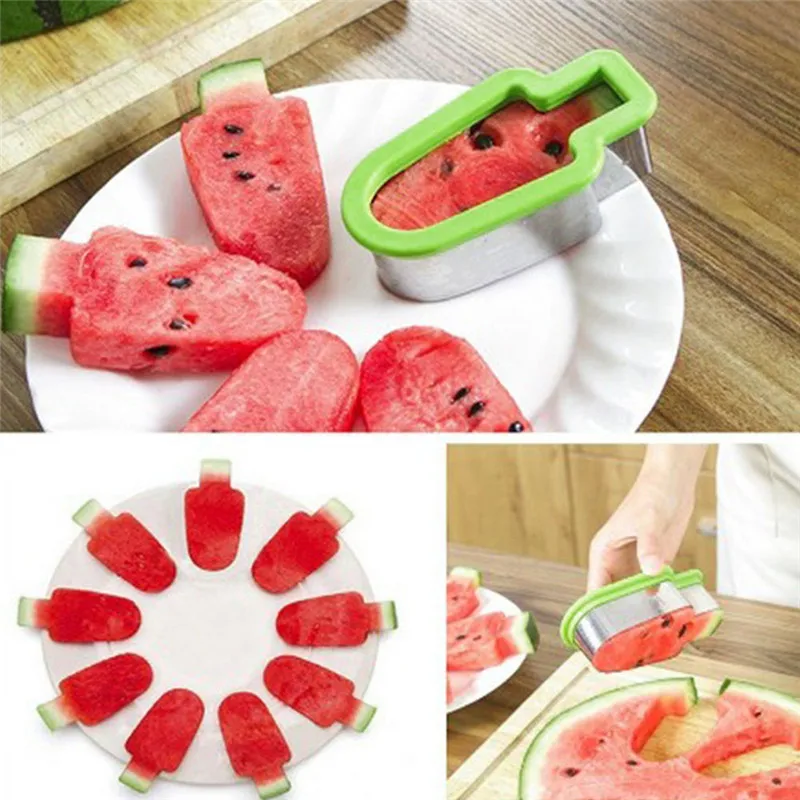 

Creative Stainless Steel Ice Cream Molding Mold Watermelon Slicer Fruit Cutting Knife Watermelon Quick Cutting Tool Kitchen Tool