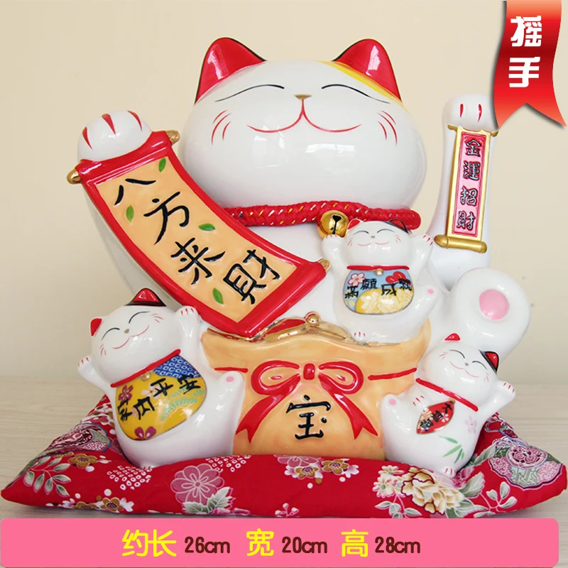 Подлинное золото Япония Lucky Cat hand негабаритных керамических украшений магазин открылся 9 дюймов праздничные подарки ремесла костюм гостиной рабочего стола